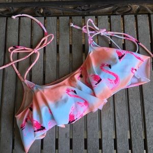 Pink VS Flamingo Ruffle Bikini Top